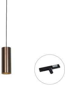 Designerska lampa wisząca ciemny brąz z adapterem do szyny 1-fazowej - Slimline Tubo