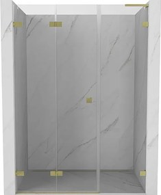 Mexen Lunar-F L drzwi prysznicowe składane lewe 125 cm, transparent, złote szczotkowane - 836SL-125-050-55-00-L