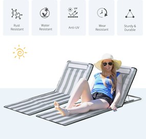 Outsunny Leżak składany ogrodowy z poduszką, 5-stopniowe oparcie, torba transportowa, jasnoszary | Aosom PL