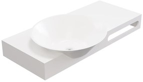 Umywalka wisząca z litą powierzchnią z wieszakiem na ręczniki – Biała – Szer. 100 x Głęb. 54 x Wys. 20 cm – YUMIKO