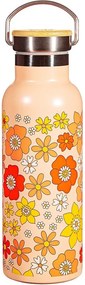 Pomarańczowa butelka dla dzieci ze stali nierdzewnej 500 ml 70s Floral – Sass &amp; Belle