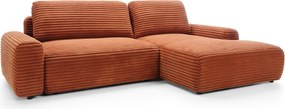 Masseno Narożnik OSSO z funkcją spania i pojemnikiem na pościel Narozniki L, Rozkładana sofa - Ceglasty, AMBIENCE 09
