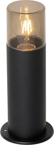 Stojąca lampa zewnętrzna czarna z kloszem w kolorze dymionym 30 cm IP44 - Odense