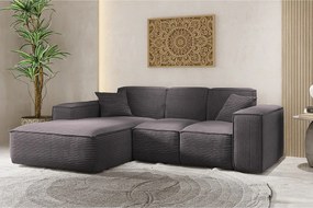 Narożnik w kształcie L SIENA, tkanina Poso, Ciemnoszary, Lewy