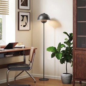 HOMCOM Lampa stojąca, okrągły klosz, włącznik nożny, długi kabel, elegancki wygląd, metal, szary | Aosom PL