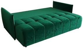 Ciemnozielona welurowa sofa rozkładana z pojemnikiem F2-H35