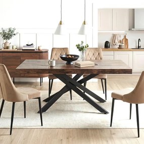 Stół Prostokątny Rozkładany HAMPTON 160-240 cm Dąb Rustykalny/Czarny do Jadalni Nowoczesny Loft