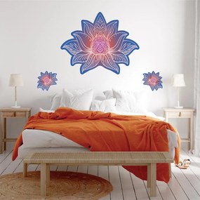 Naklejki na ścianę - Lotosowa mandala niebiesko - czerwona