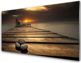 Szkło Ozdobne do Kuchni Molo o Złotej Godzinie