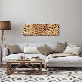 Obraz - Serce z drewna (z zegarem) (90x30 cm)