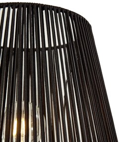 Zewnetrzna Zewnętrzna lampa podłogowa czarna z czarnym abażurem ze sznura IP44 - Virginia JaylaJapandi Oswietlenie zewnetrzne