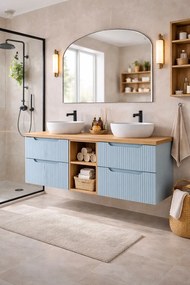 Niebieska szafka łązienkowa pod umywalkę 140 cm - Arvessi 5X
