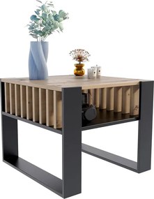 Nowoczesna Ława Czarny Kawowa Z Lamelami + Dąb Artisan L2-E26