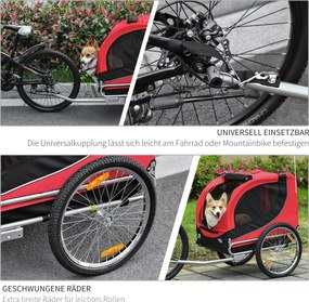 PawHut przyczepka rowerowa dla psa jazda rowerem z psem przyczepa kolor czerwony + czarny