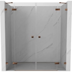 Mexen Lunar Duo drzwi prysznicowe uchylne 180 cm, transparent, różowe złoto - 834D-180-000-60-00