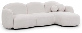 Kremowy narożnik z materiału bouclé (prawostronny/z szezlongiem) Orbit – Ropez