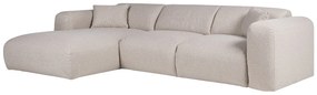 Kanapa narożna wieloosobowa typu express w beżowej tkaninie -Powierzchnia spania 140 cm - Materac 13 cm memory foam POGNI