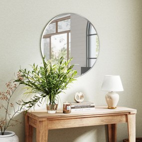 HOMCOM Lustro ścienne, nowoczesny design, 61 x 61 cm, srebrne | Aosom PL
