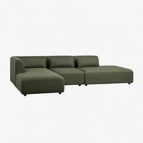 Modułowa Sofa Z Leżanką Po Lewej Stronie, 3-częściowa Z Szezlongiem Fogler Chenille Salvia Zieleń - Sklum