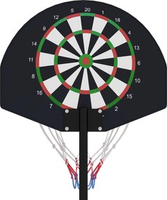 SPORTNOW Stojak do koszykówki, regulowana wysokość, magnetyczna tarcza do darta, 98-148 cm, Czarny