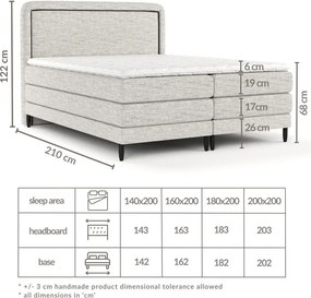 Jasnobrązowe łóżko boxspring 200x200 cm Dove – Maison de Rêve