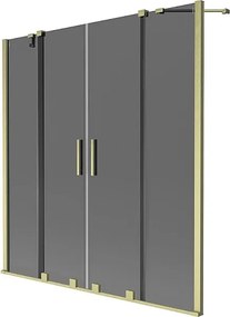 Mexen Velar Duo parawan nawannowy 2-skrzydłowy rozsuwany 140 x 150 cm, grafit, złoty szczotkowany - 896-140-000-42-55