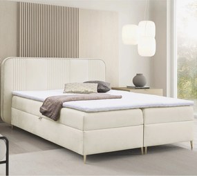 Kremowe welurowe łóżko z pojemnikami 4 rozmiary H2-T52