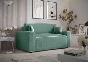 Miętowa rozkładana sofa z pojemnikiem na pościel P0-F97