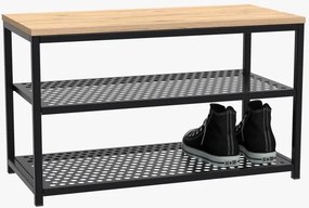 Szeroki taboret z półkami na buty Loft LT2 czarny/dąb wotan