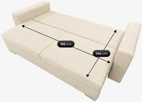 Sofa z Funkcją Spania DRAVOS Kremowa Boucle Japandi