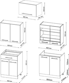 Aneks kuchenny zielono-złoty dom wiejski/biały 200x60x81.6 fame-line