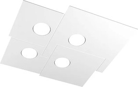 Lampa sufitowa kwadratowa Toplight 4-punktowa Plate z gniazdem GX53, biała struktura, nowoczesny design 50x46x3cm