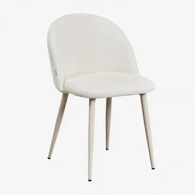 Zestaw 2 Tapicerowanych Krzeseł Jadalnianych Z Tkaniny Bouclé Kana Deluxe Kremowa & Bouclé White - Sklum