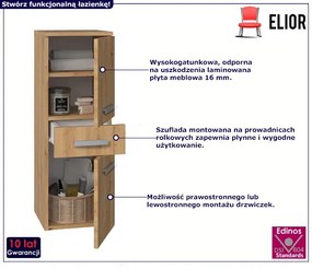 Wąski Niski Słupek Łazienkowy Dąb Artisan H4-F20