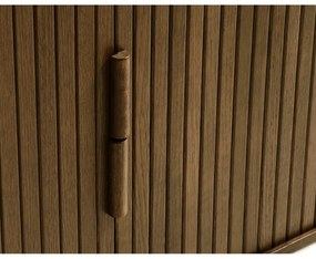 Brązowa niska komoda w dekorze dębu z drzwiami przesuwnymi 76x160 cm Cavo – Unique Furniture
