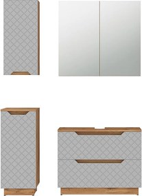 Zestaw mebli łazienkowych dąb/szary ze strukturą płytek 79.6x32x62.5 lotta
