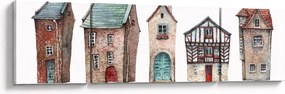 Obraz - Domy akwarelowe (170x50 cm)