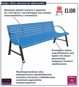 Niebieska ławka ogrodowa z podłokietnikami 120 cm F8-N25