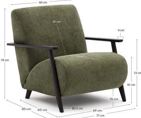 Zielony fotel z tkaniny szenilowej Meghan – Kave Home