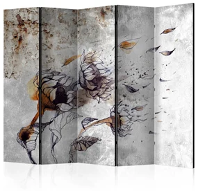 Parawan jednostronny Kwiaty 225x172 cm 5-częściowy szary ARTGEIST B