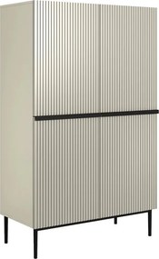 Komoda wysoka Nicole 100 cm dwudrzwiowa z ryflowanym frontem - kaszmir / czarne nóżki