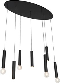 Designerska lampa wisząca czarna owalna 7-światłowa - Tuba