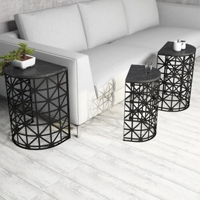 Stół składany Stil Black Marble, 3 szt.