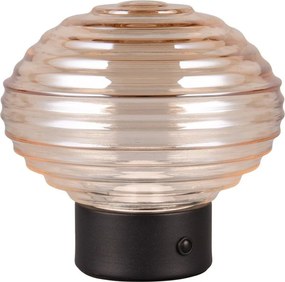 Czarno-beżowa lampa stołowa LED ze ściemniaczem i szklanym kloszem (wys. 14,5 cm) Earl – Reality