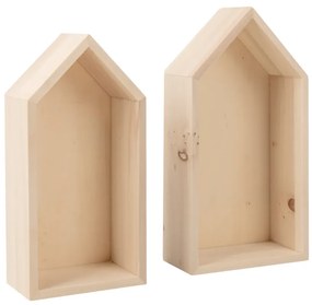 Zestaw 2 sztuk drewnianych półek w kształcie domku LITTLE HOUSES