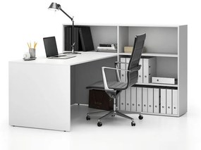 Zestaw mebli biurowych single SEGMENT, 3 półki, prawy, biały/biały