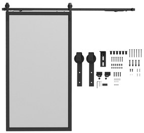 HOMCOM Zestaw do drzwi przesuwnych, cichy i płynny, do ścian drewnianych i betonowych, 244 cm, Stal, Czarny