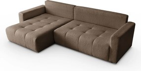 Narożnik w kształcie L VIENNA, tkanina Lambi, Brązowy, Lewy