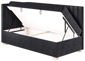 Ciemnoniebieskie narożne łóżko dziecięce ze schowkiem i materacem 90x200 cm Snugi – Ghado