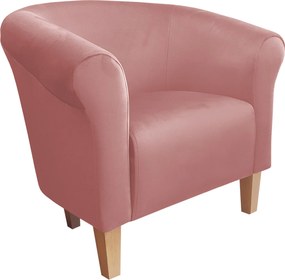 Fotel Milo tkanina Welur wygodny fotel tapicerowany do salonu i sypialni : Kolor nogi - Drewno, Kolor tkaniny - VELVET - MG58, Wysokość nogi - 15 cm
